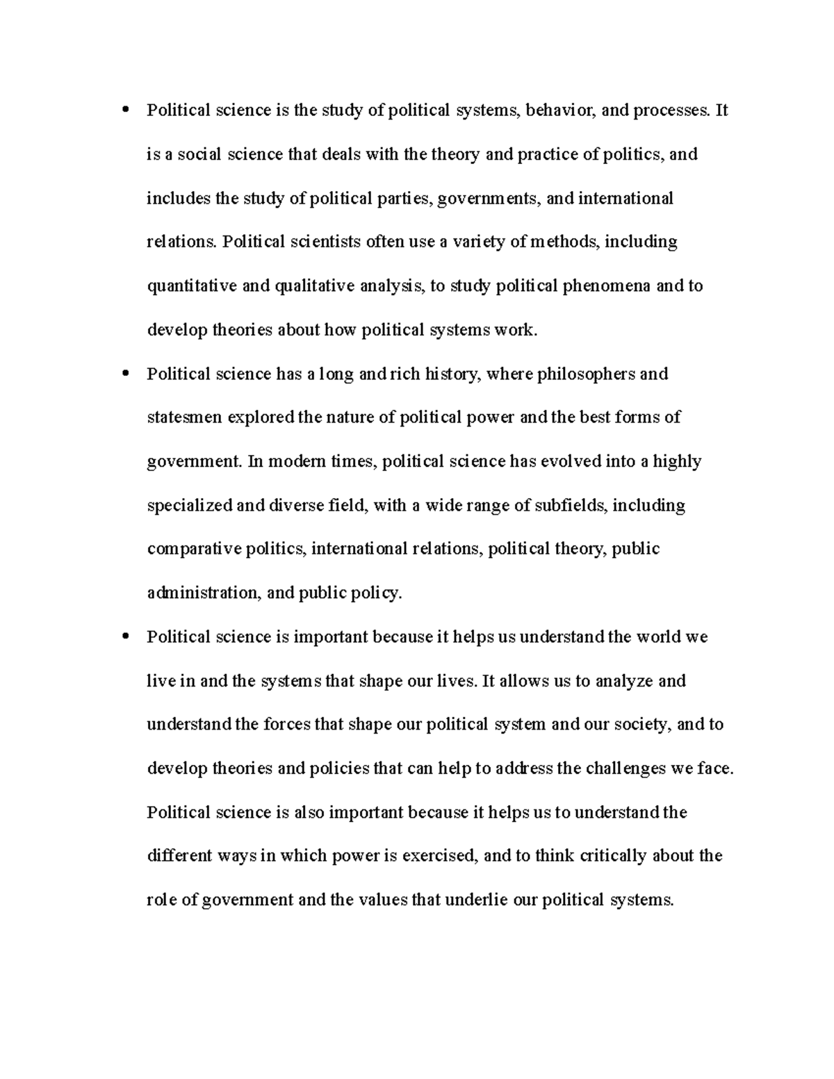 Political Science Intro: Key Concepts and Subfields Overview - Studocu