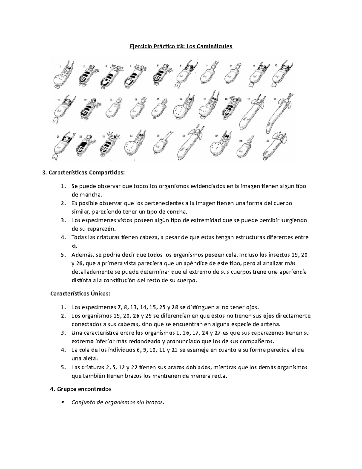 Los Caminalcules - Tarea Práctica #3 Análisis y Clasificación - Document Preview