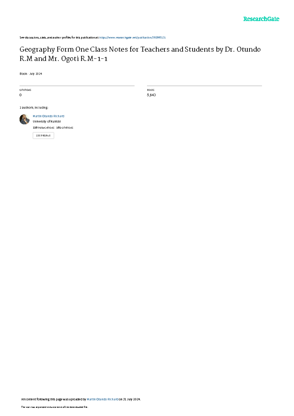 Geography Form One Class Notesfor Teachersand Studentsby Dr.Otundo R ...