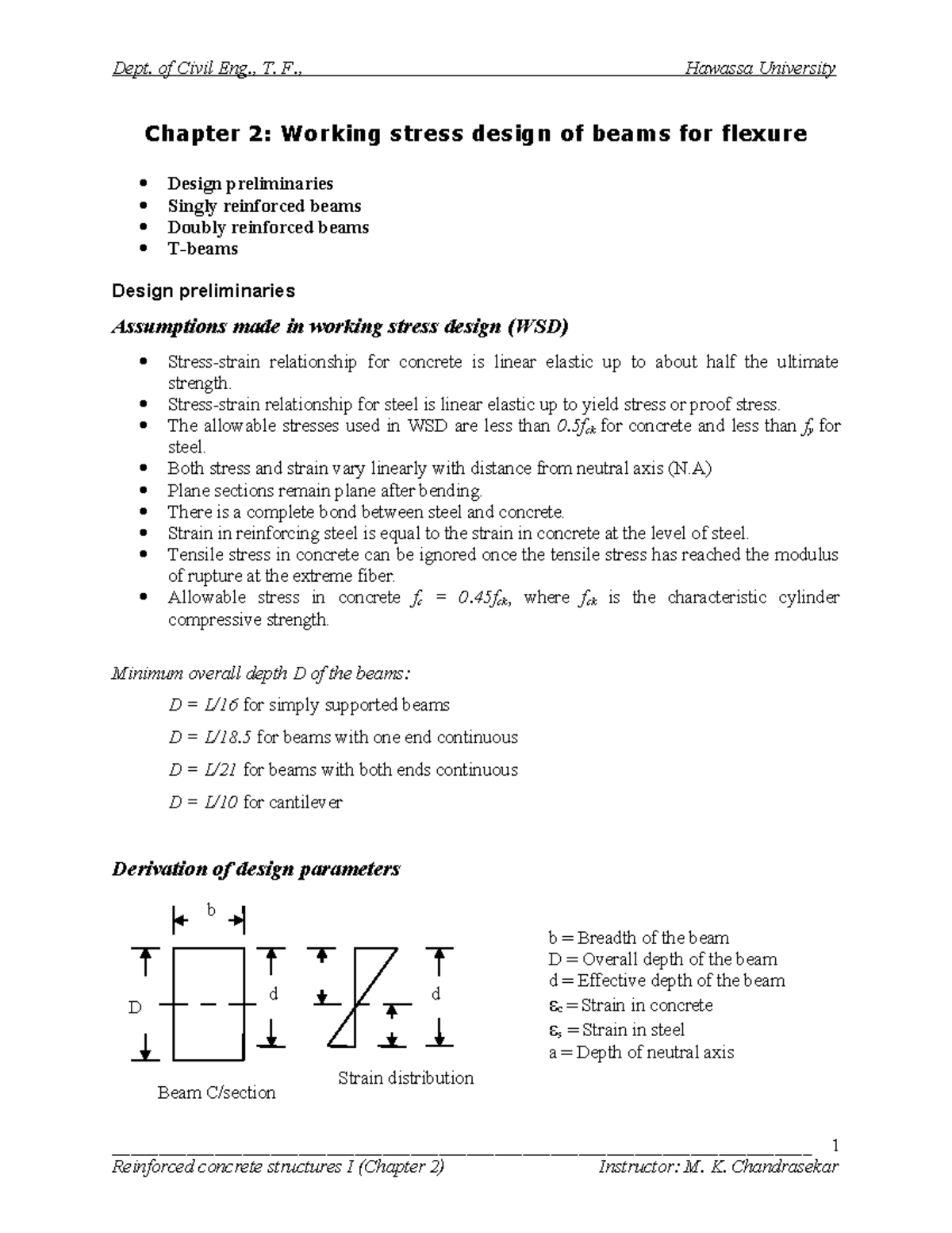 **Chapter 2 RCS I - Working Stress Design of Reinforced Concrete Beams ...