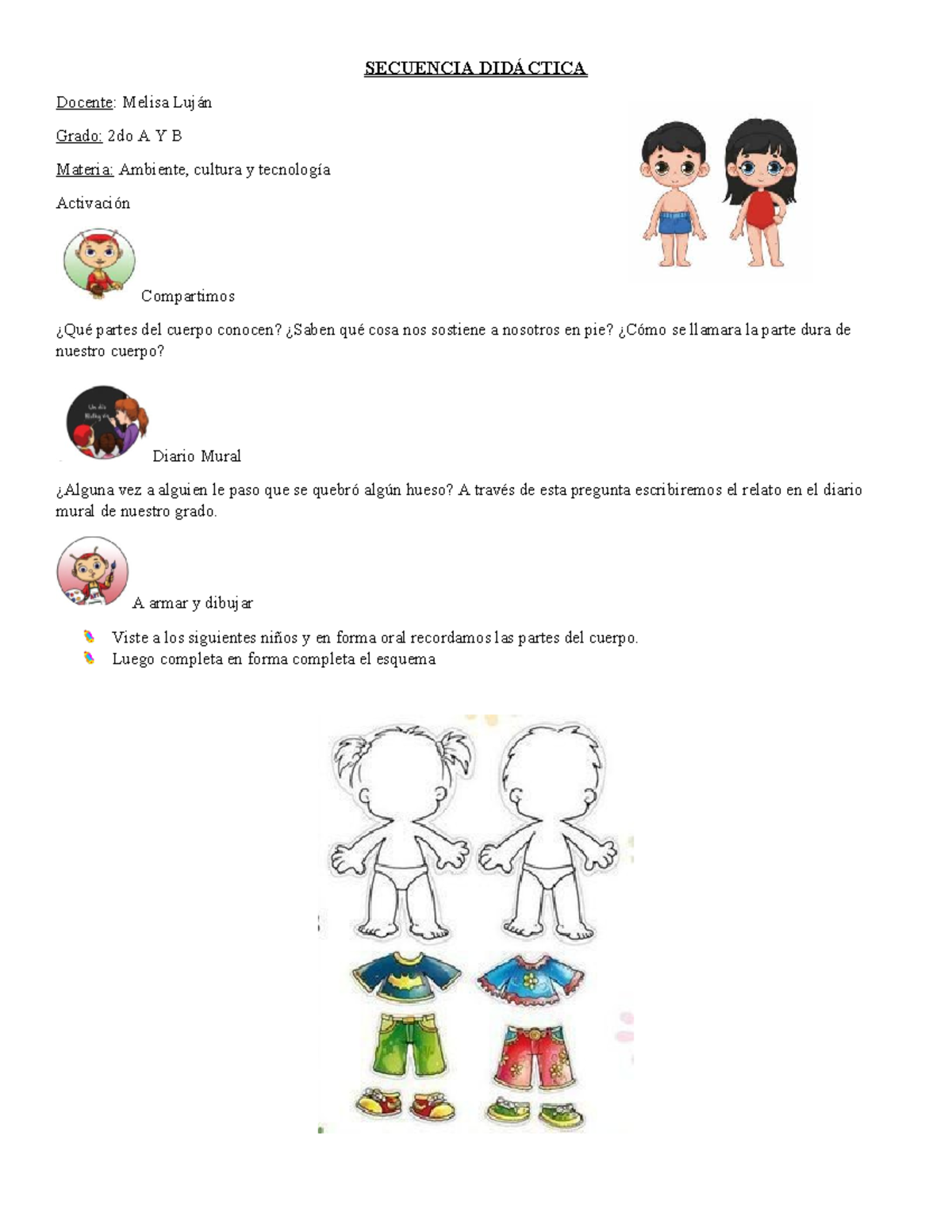 SECUENCIA DIDÁCTICA: Partes del Cuerpo - Grado 2do A y B - Document Preview
