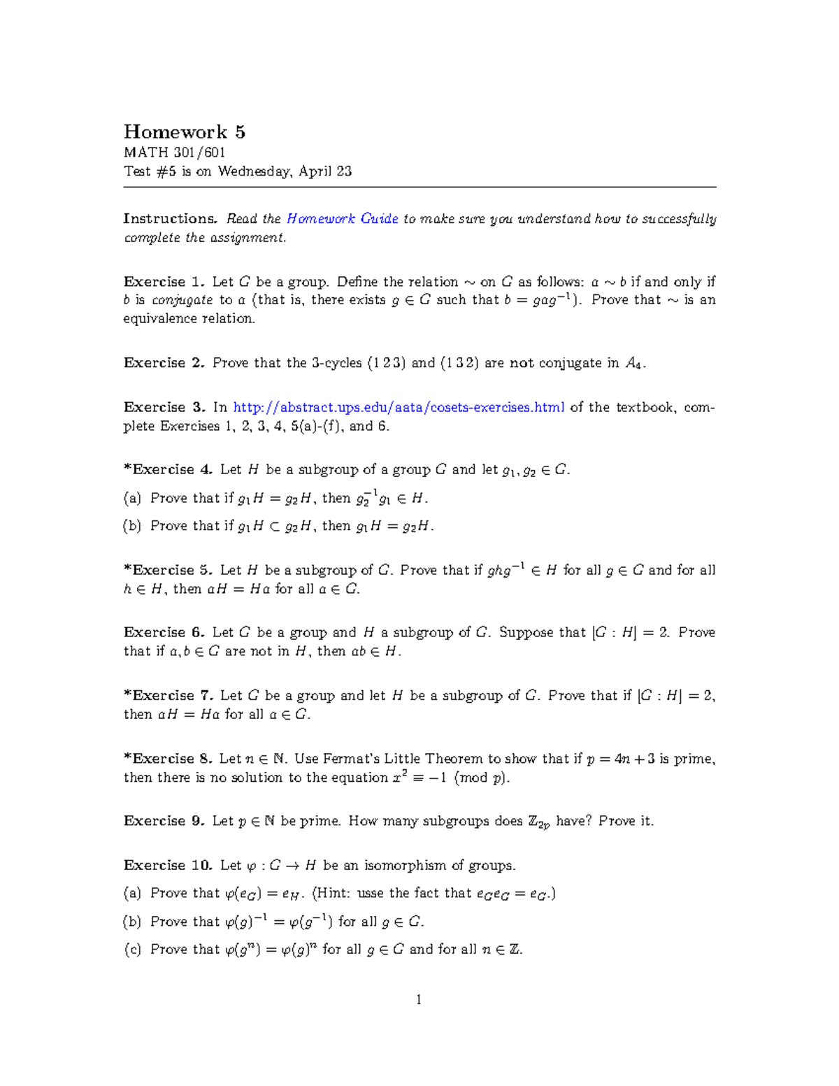Amath 5 - Homework 5: Group Theory Exercises and Instructions - Studocu