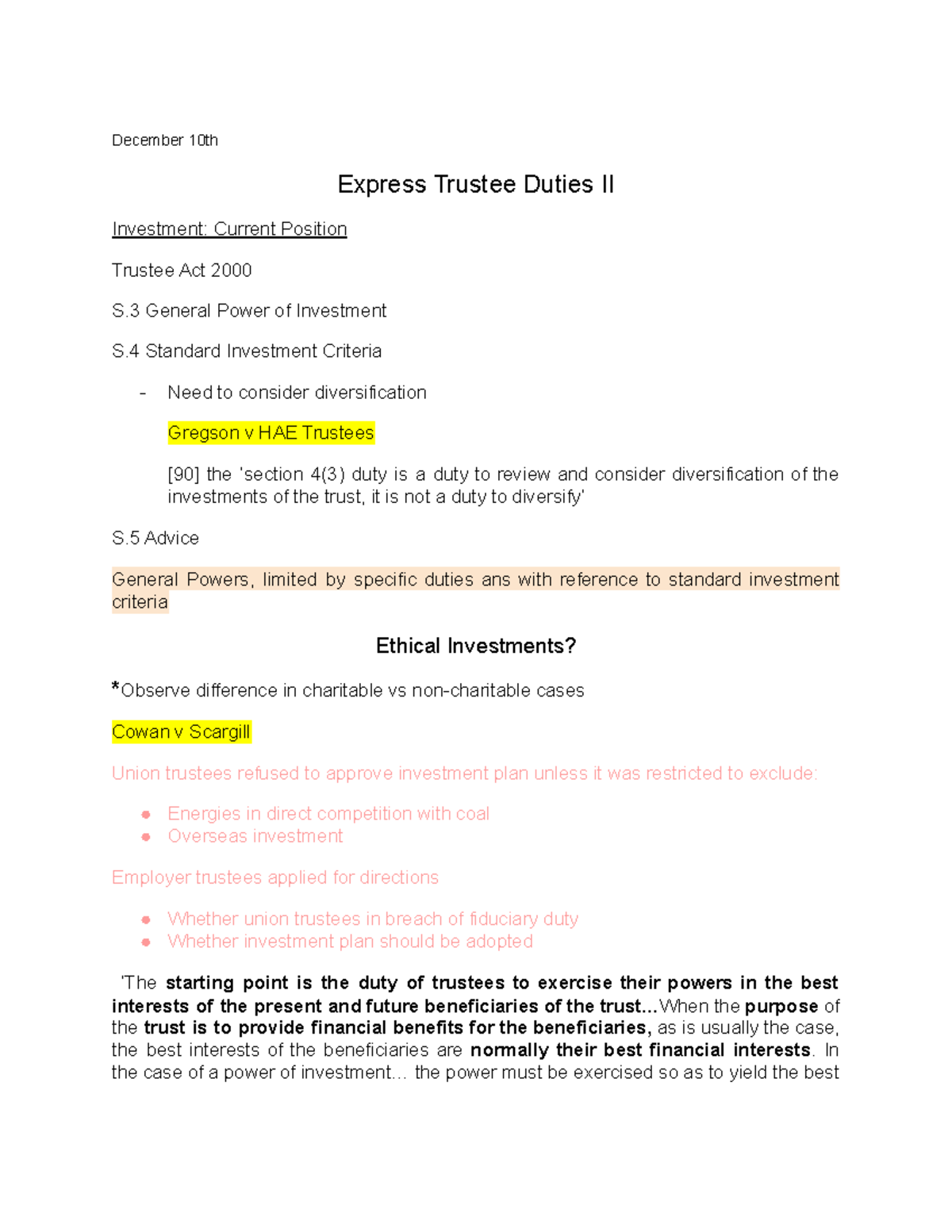 Trusts Lecture December 10th Express Trustee Duties-2 - 6FFLK003 - KCL ...