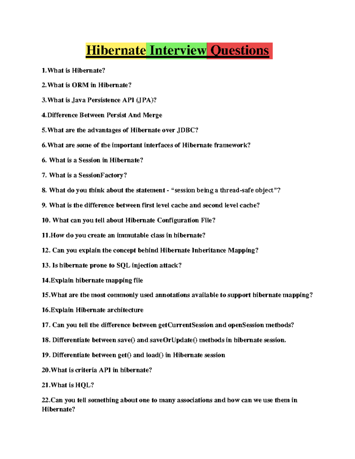 Hibernate Interview Questions and Answers - Hibernate Interview ...