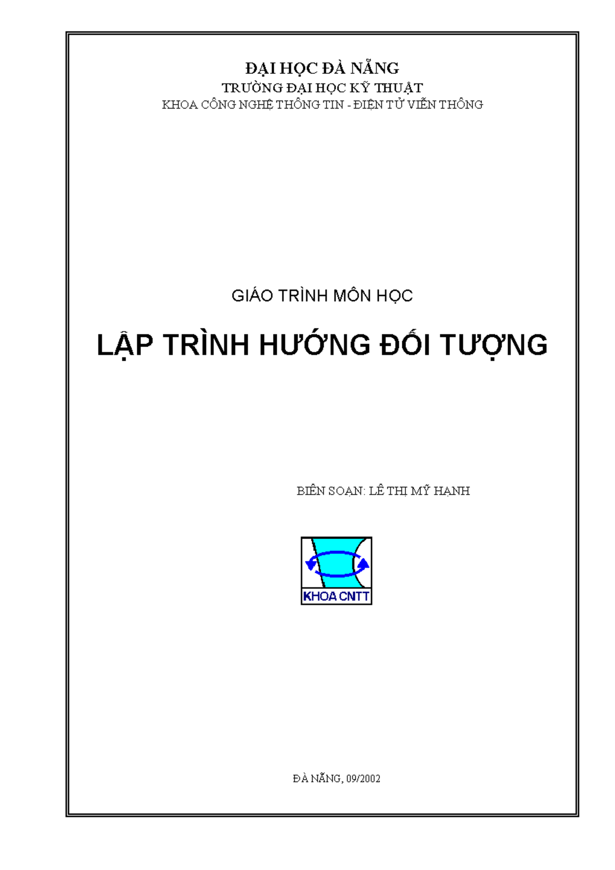 Giao trinh mon lp trinh hng di tng - ĐҤI HӐC ĐÀ NẴNG TRѬӠNG ĐҤI HӐC K ...