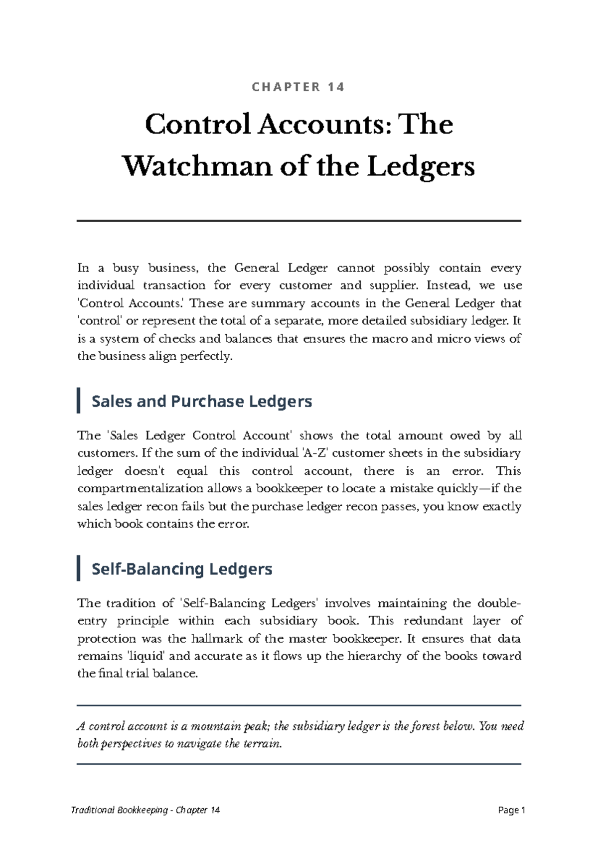 Trad Chapter 14: Control Accounts - The Ledger's Watchman - Studocu