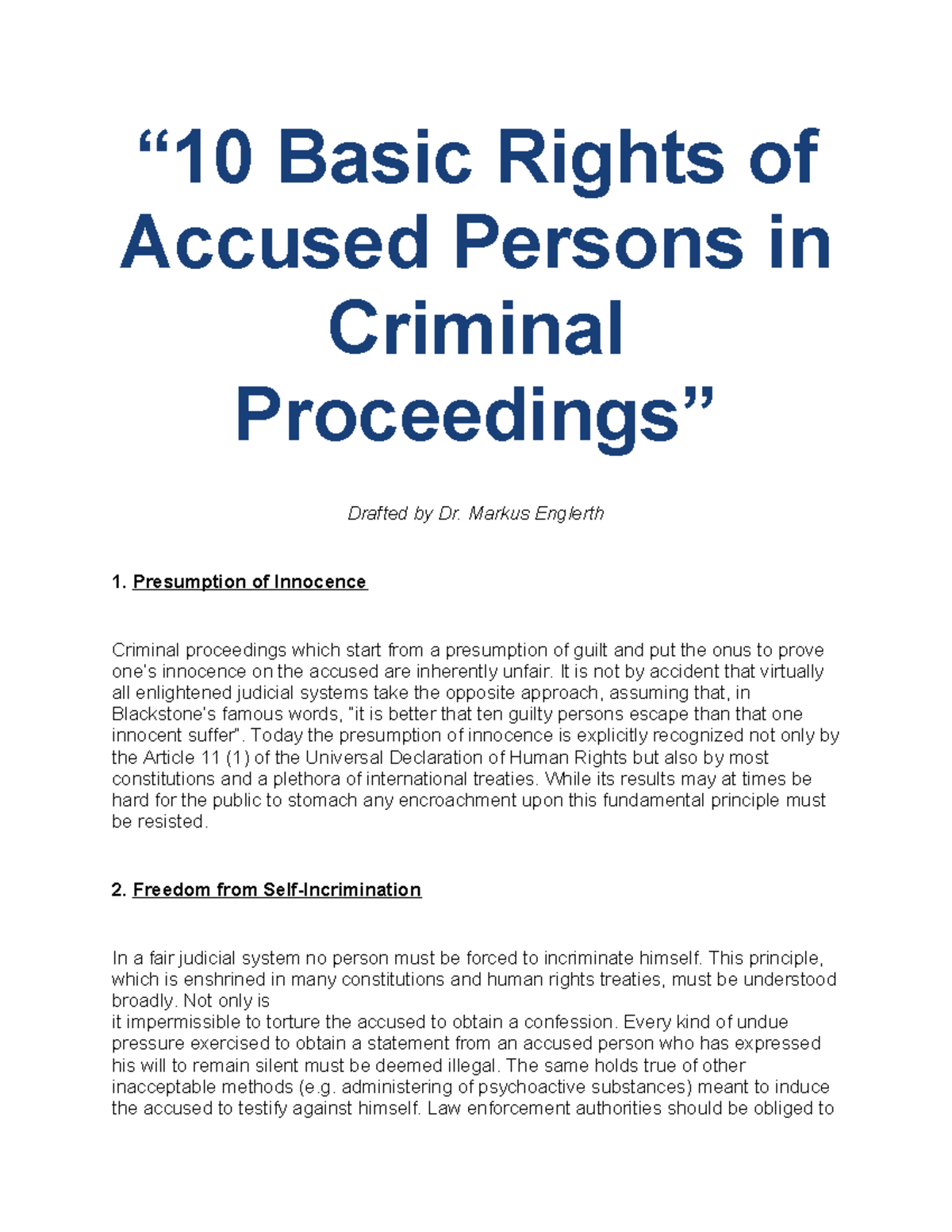 10 Basic Rights of Accused Persons in Criminal Proceedings - Studocu