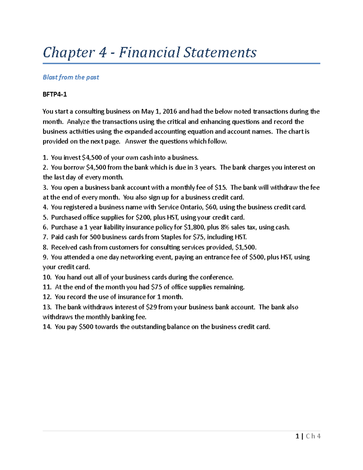 Chapter 4 - Financial Statements - Student Copy - Chapter 4 Financial ...