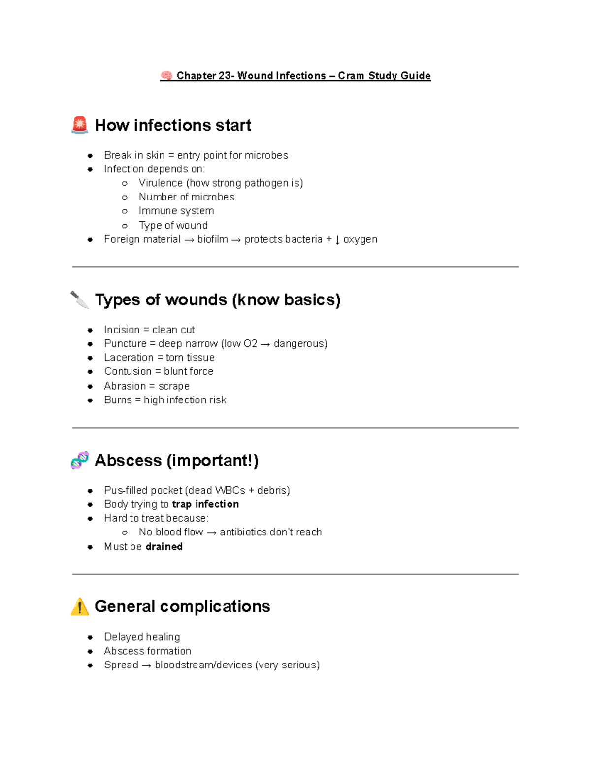 Chapter 23 - Wound Infections Cram Study Guide - Studocu