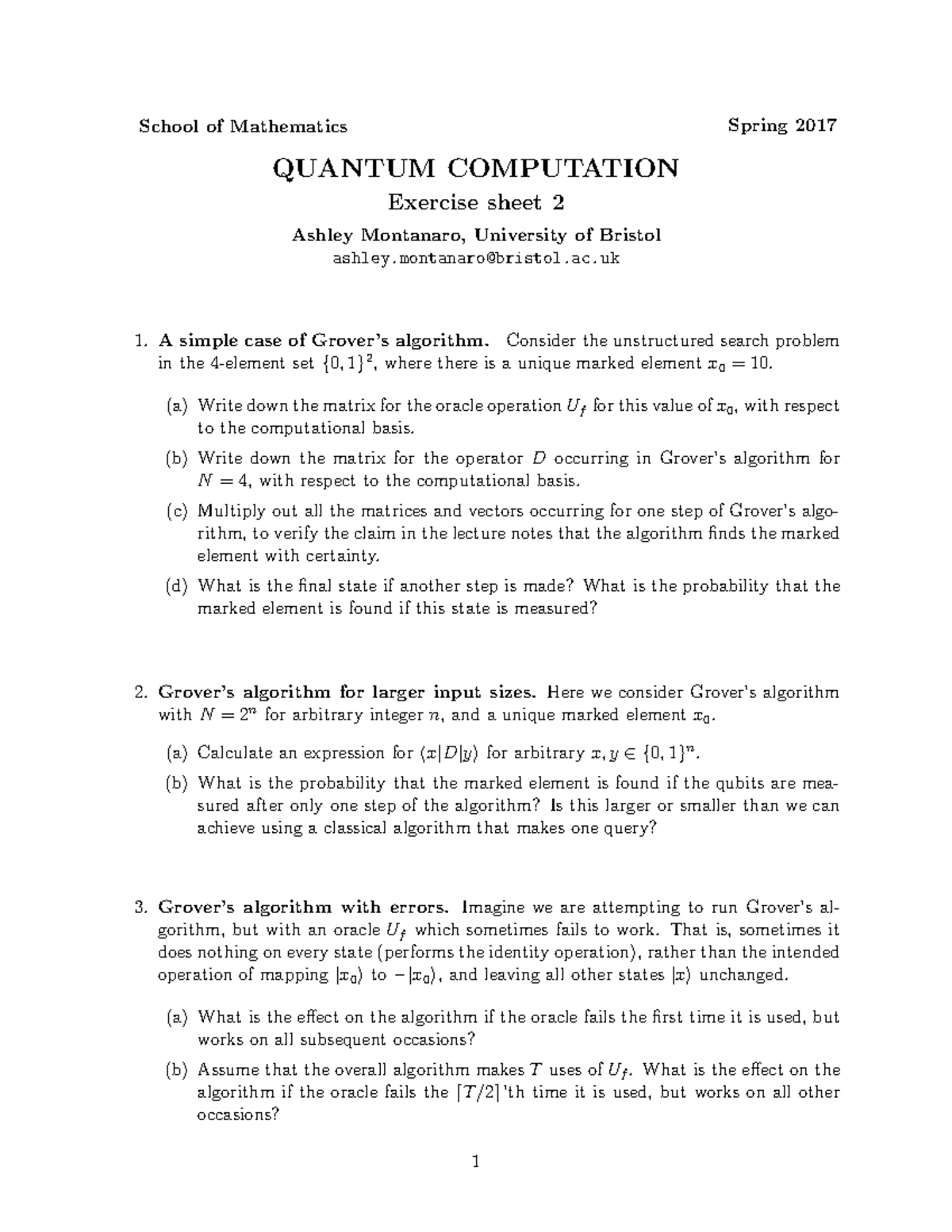 MATHM0023 2016-2017 Problem Sheet 2 - Spring 2017 School of Mathematics ...