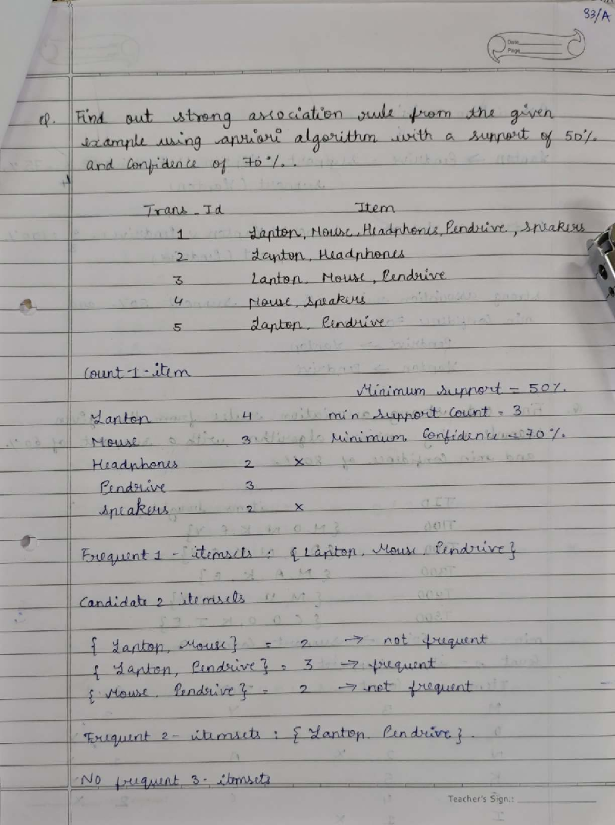 DWM 33 - Apriori Algorithm Examples and Strong Association Rules - Studocu