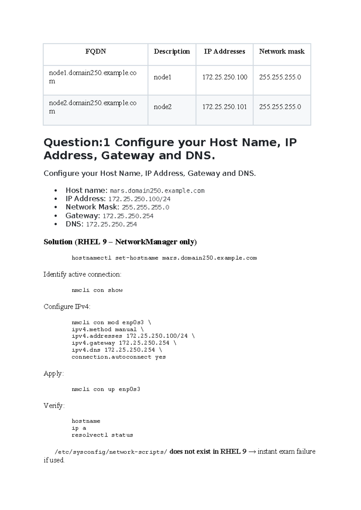 FQDN Configuration & Troubleshooting Guide for RHEL 9 (Final Exam ...