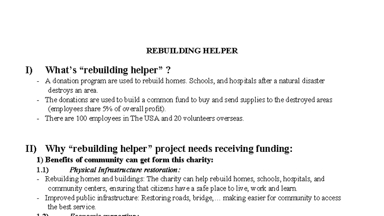 Rebuilding Helper Project - REBUILDING HELPER I) What’s “rebuilding ...