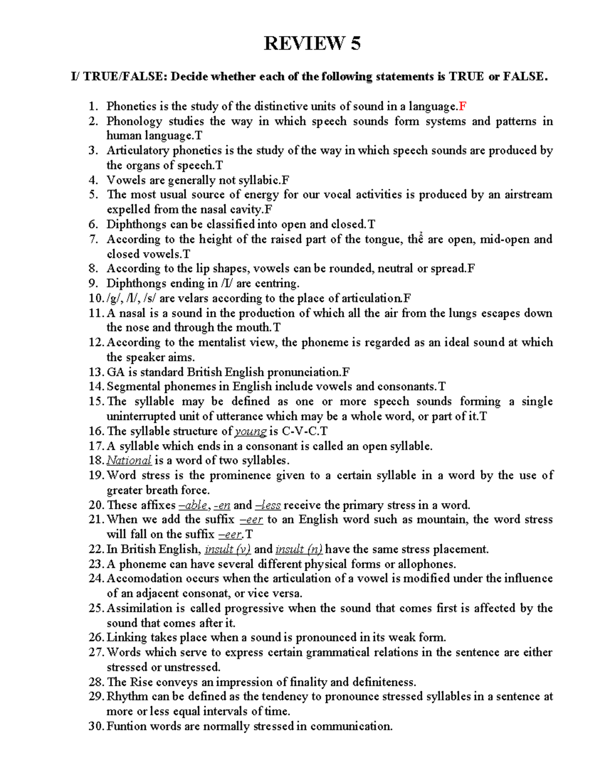 REVIEW 5 (2020-2021): Phonetics and Phonology Exercises - Studocu