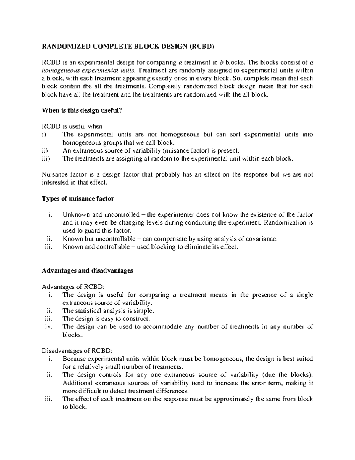 RCBD - an intro to RCBD - RANDOMIZED COMPLETE BLOCK DESIGN (RCBD) RCBD ...