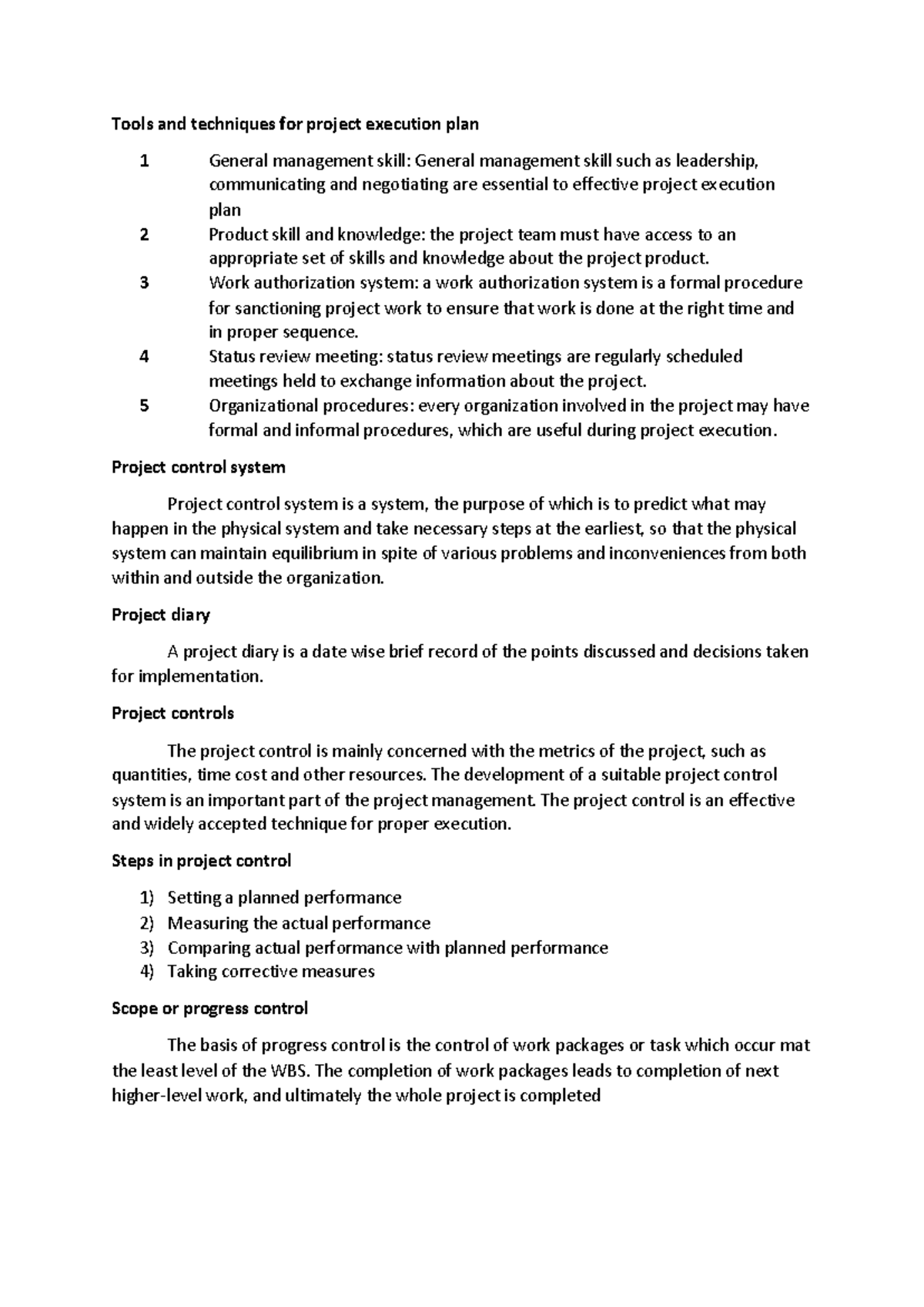 Tools and techniques for project execution plan - 3 Work authorization ...