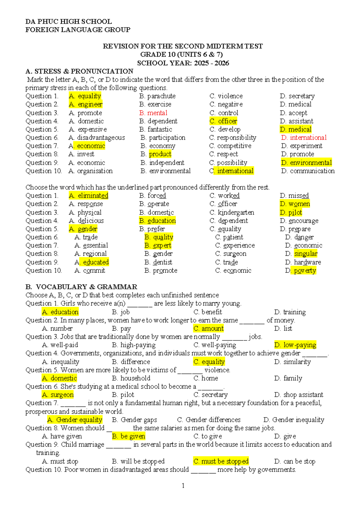 GS 10 - DE Cuong GIUA KY 2 (2025-2026) Revision for Second Midterm Test ...