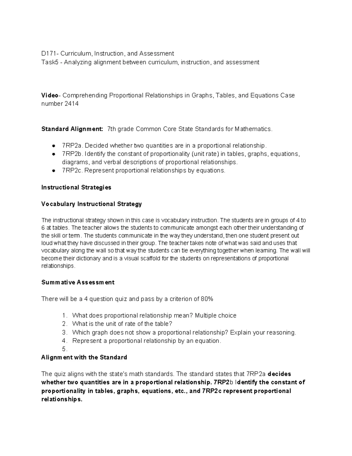 D172 task1 - Passed on first try. - D172- Assessing Student Learning ...