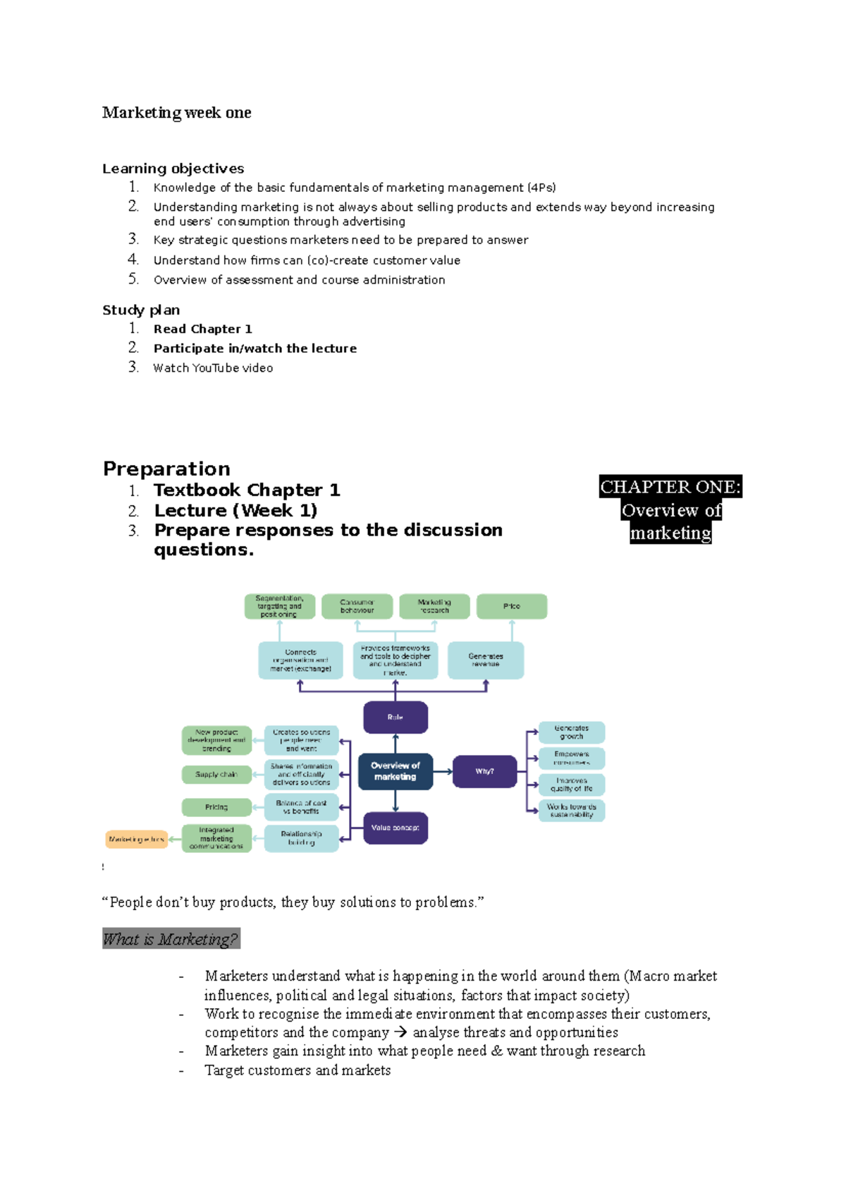 Marketing 101: Key Concepts and Insights - Summary (Week 1) - Studocu