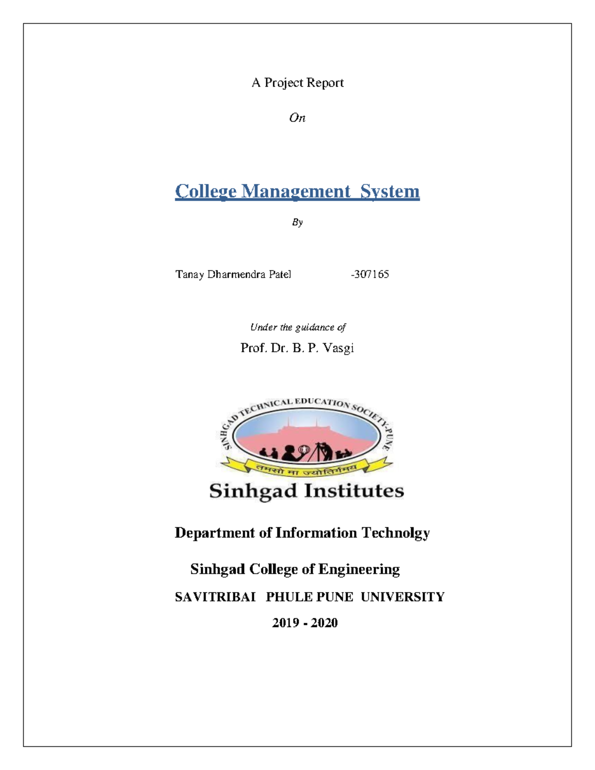 Project Report: College Management System (T.E. IT) - Studocu