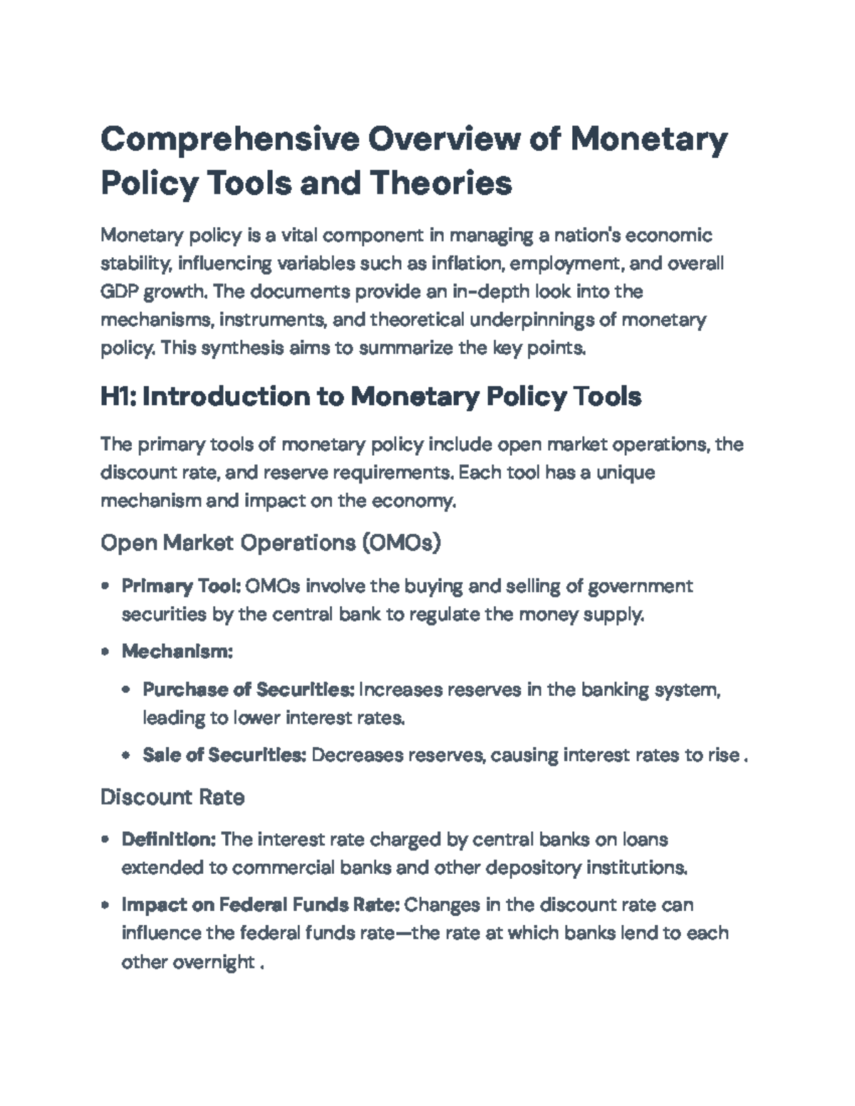 Monetary Policy Tools and Theories Overview - Econ 101 Notes ...