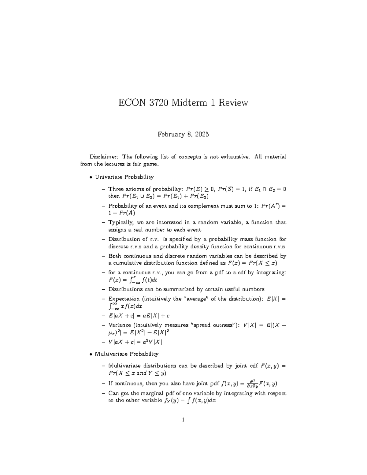 ECON 3720 Midterm 1 Review: Key Concepts and Strategies - Studocu
