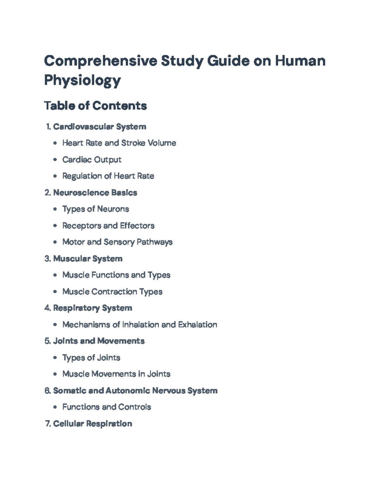 Human Physiology Study Guide: Key Concepts & Systems Overview ...