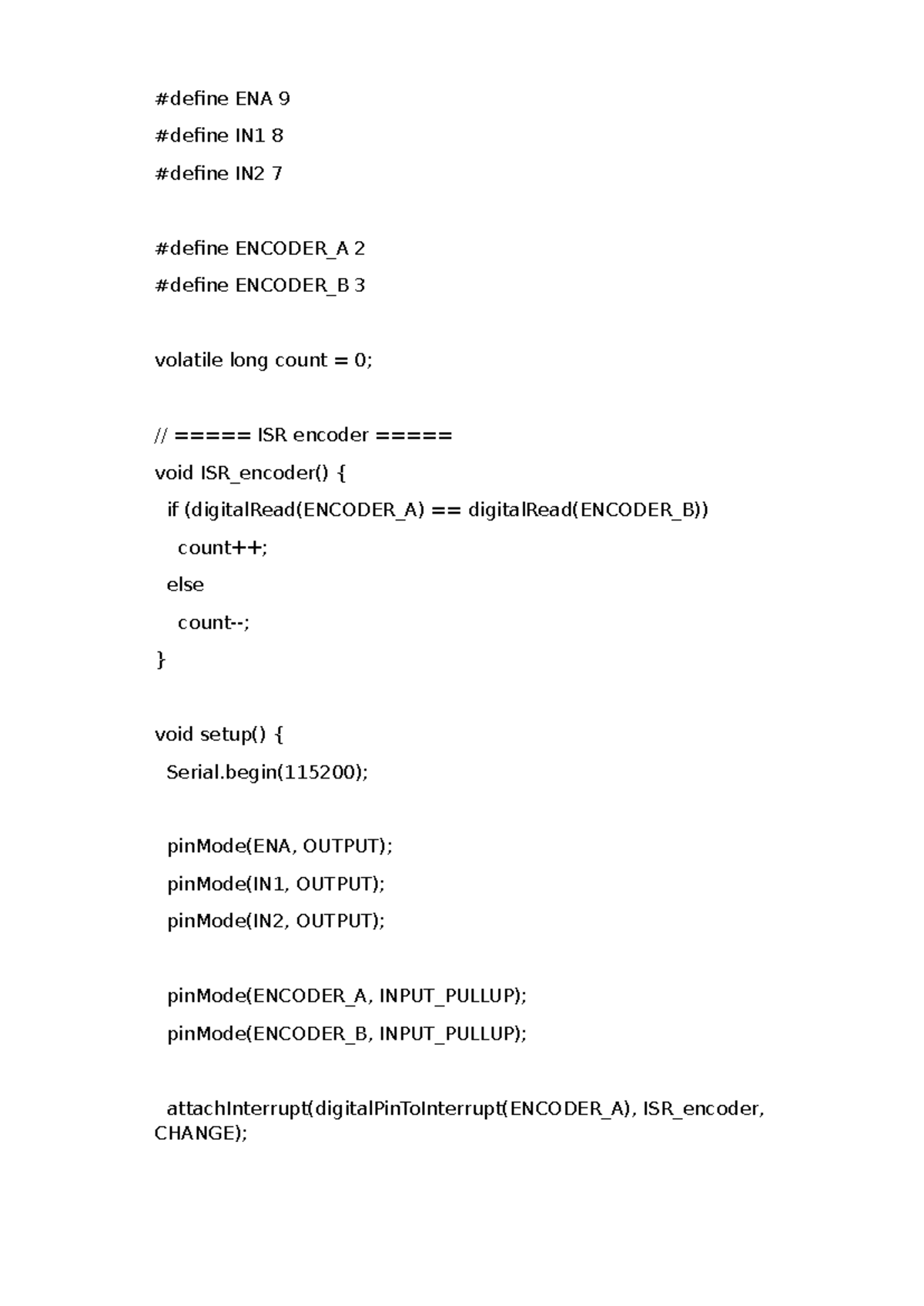Code - SFdsd - #define ENA 9 #define IN1 8 #define IN2 7 #define ...