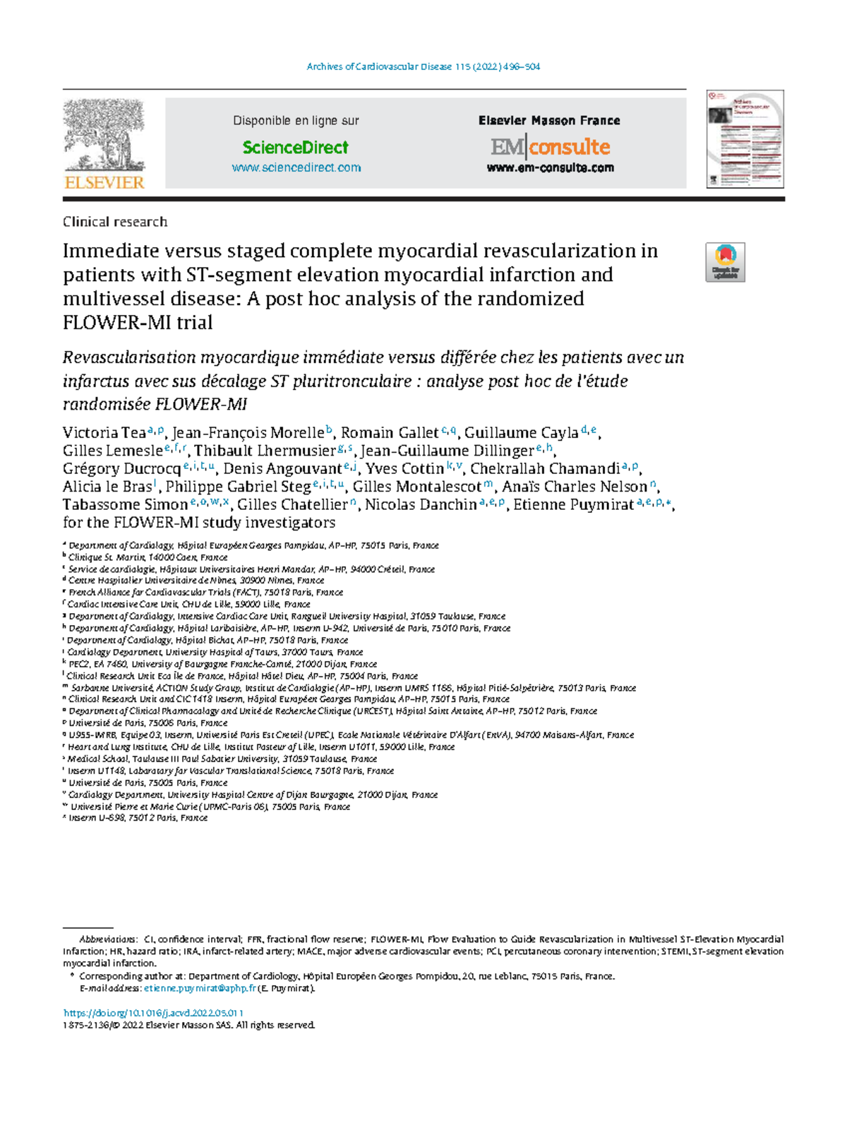 Immediate vs Staged Myocardial Revascularization in STEMI Patients: A ...