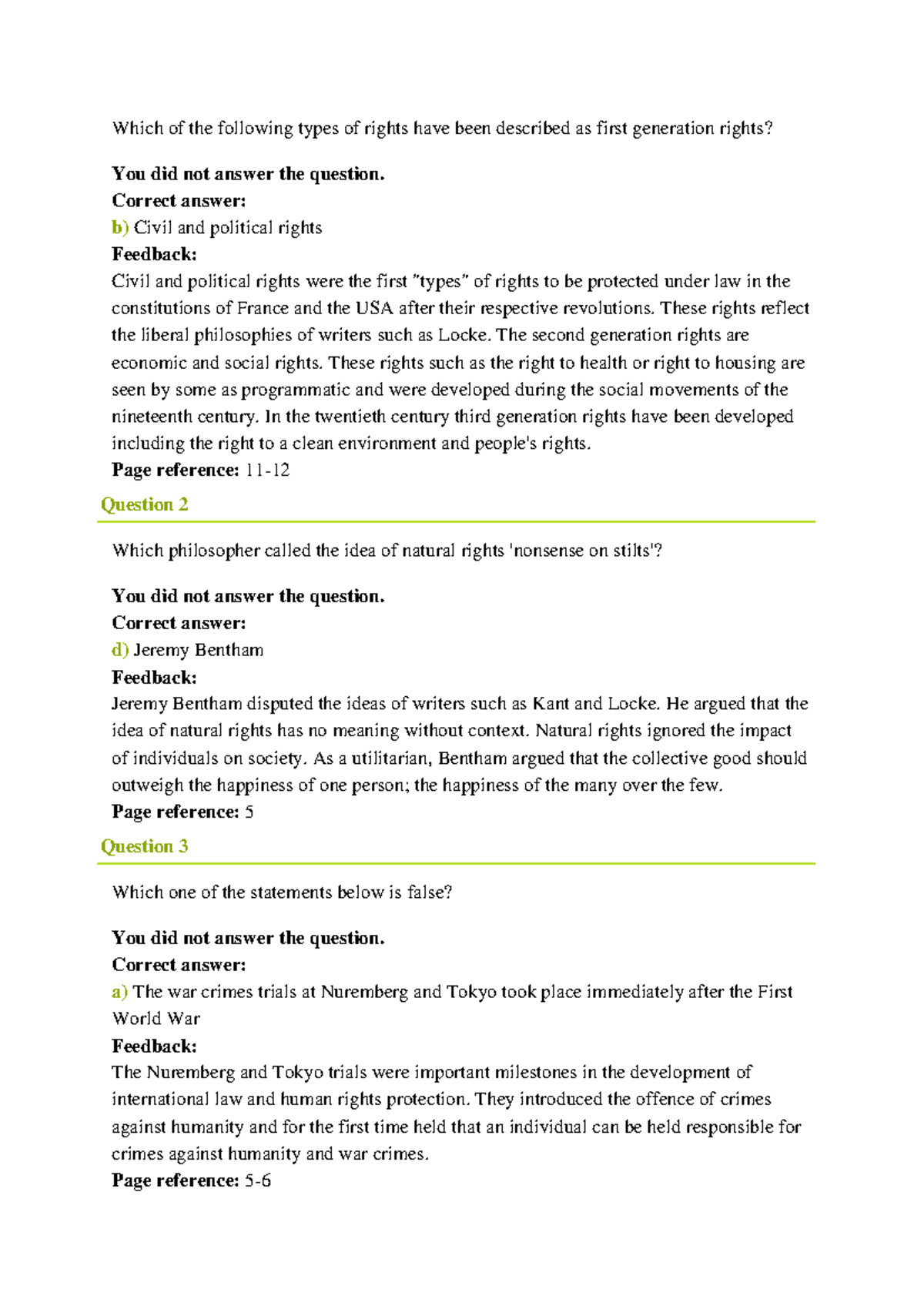 Human Rights LAW101 Multiple Choice Questions – Study Guide - Studocu