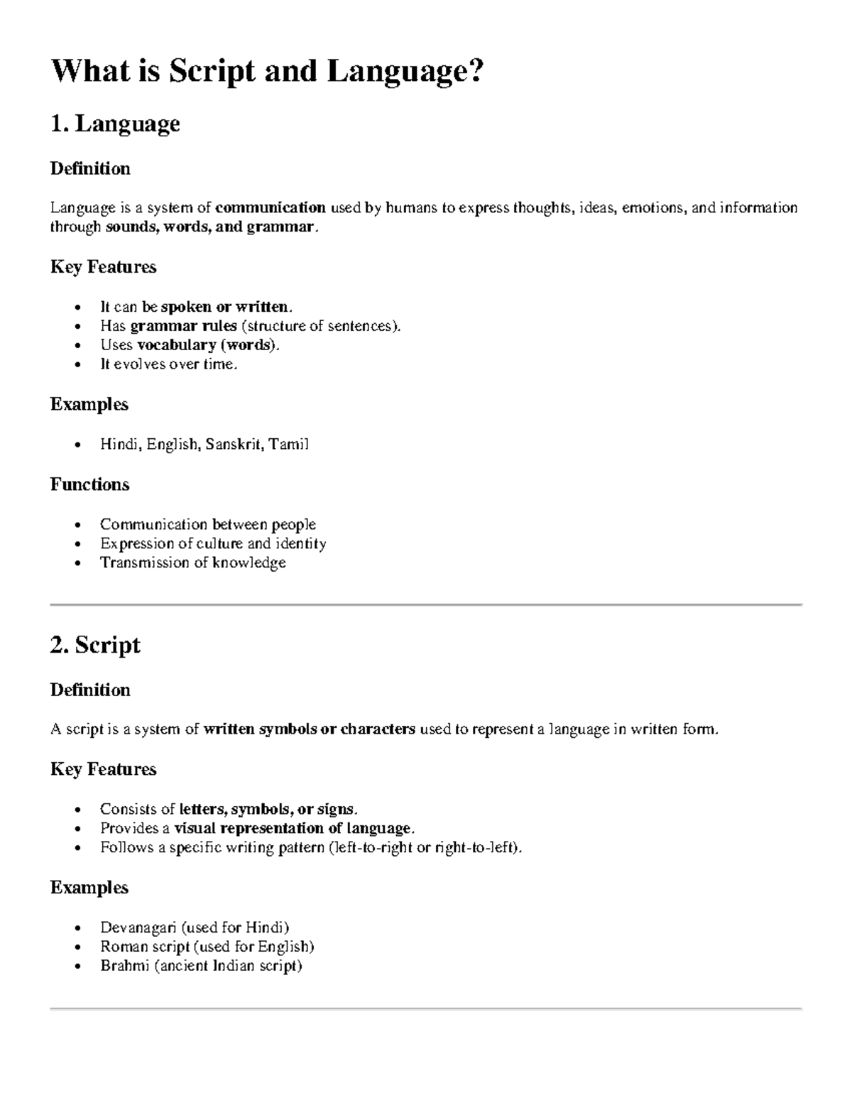 ITCS 2: Summary of Language, Script, and Indian Literature - Studocu