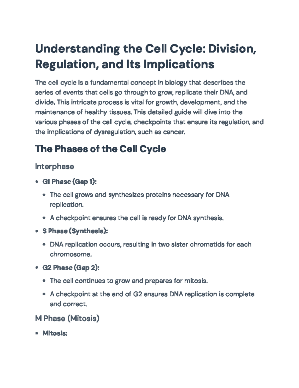 Understanding the Cell Cycle: Regulation, Phases, and Cancer ...