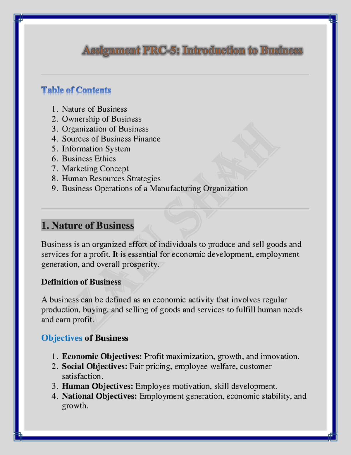 PRC-5 Ito B Assignment: Business Fundamentals and Operations Overview ...