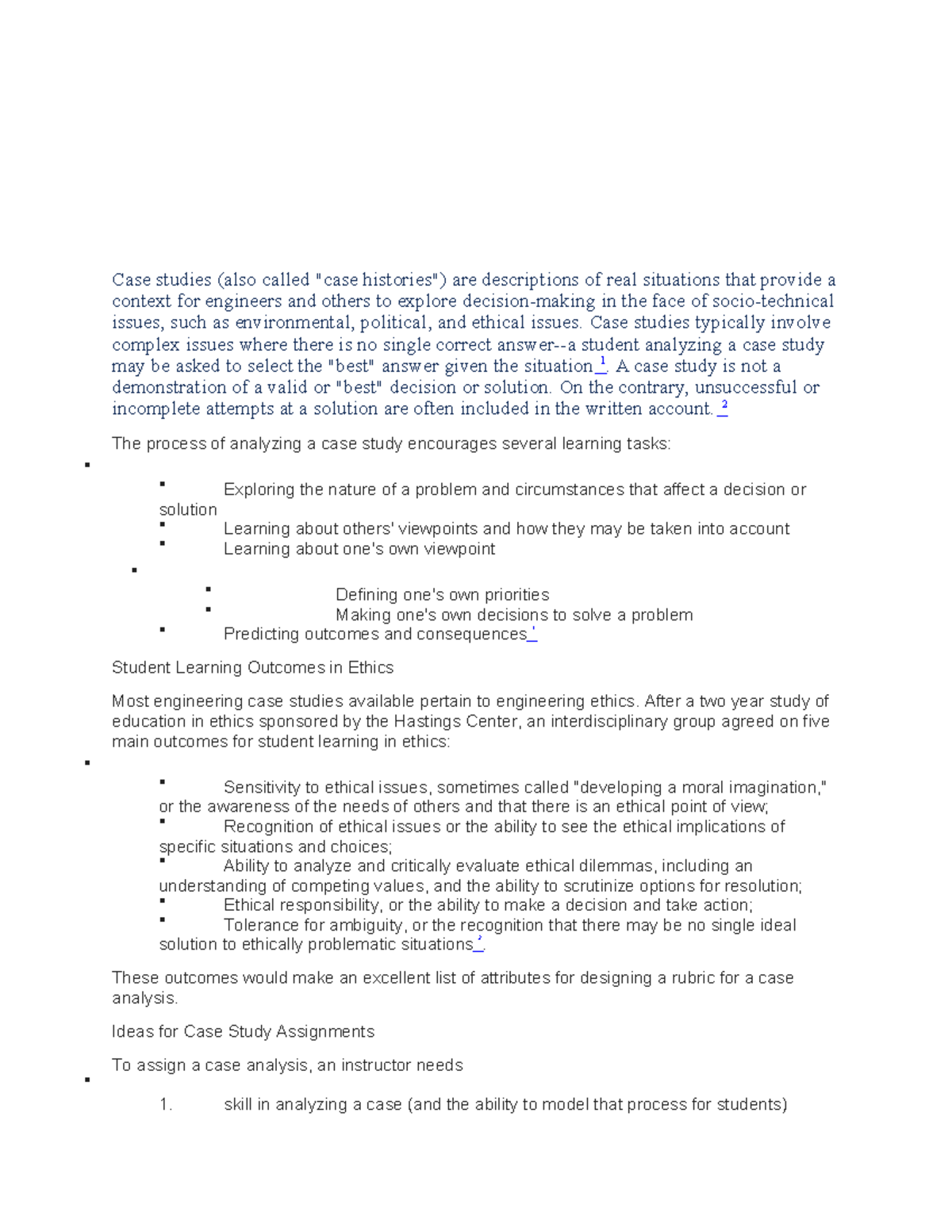 Case Studies in Engineering Ethics: General Notes and Analysis Tips ...