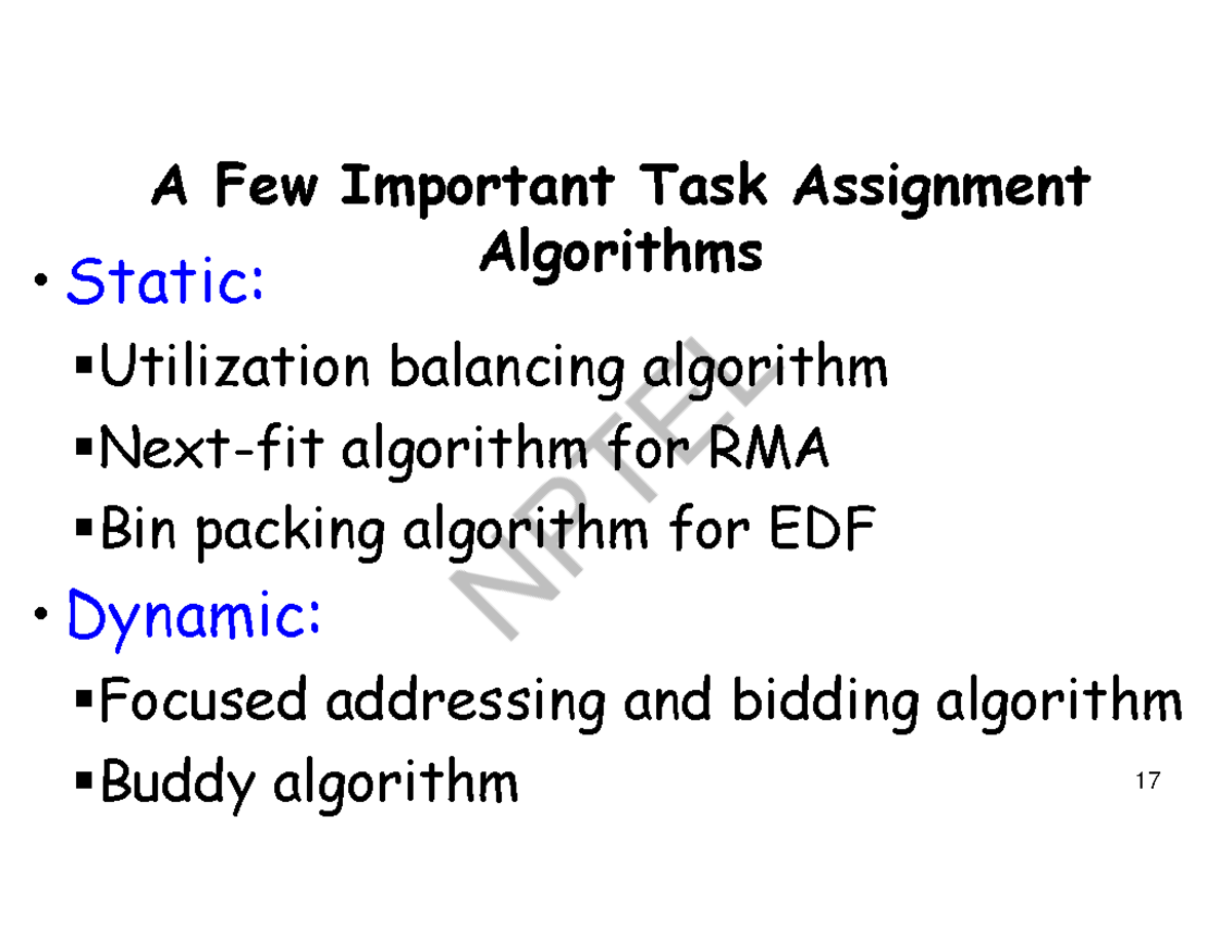 RM Week 4 Lecture Notes: Task Assignment Algorithms & RTOS Requirements ...