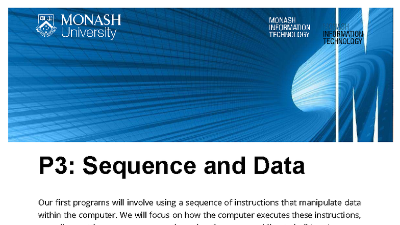 FIT1045 P3: Sequence and Data Assignment Guidelines and Requirements ...