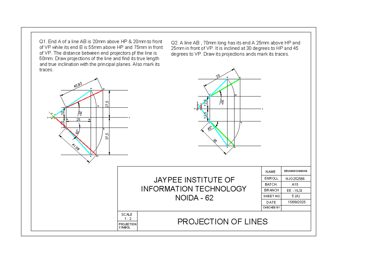 Projection of Lines - Sheet 5 (A) - EE VLSI - Studocu