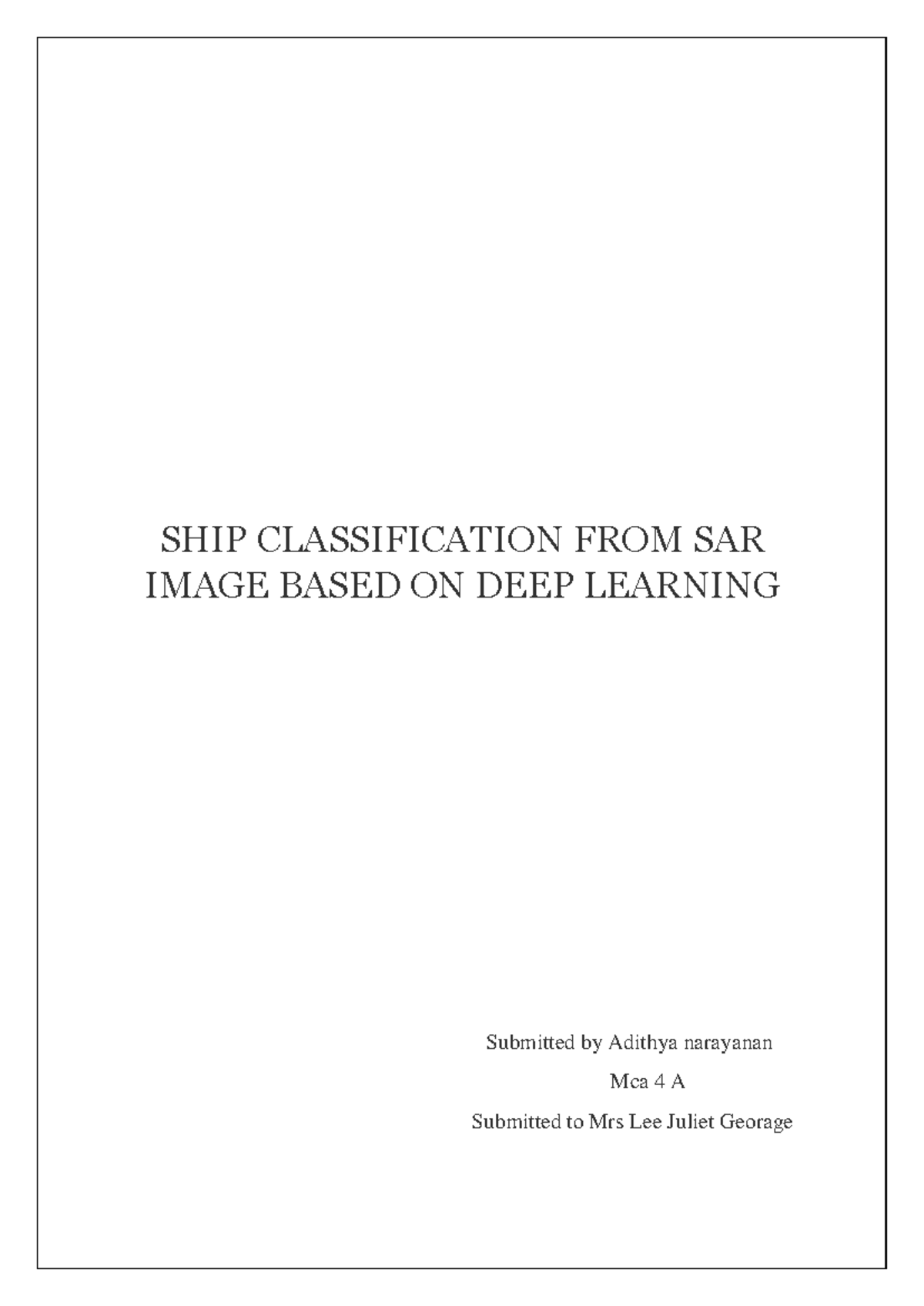 SHIP Classification FROM SAR Image Based ON DEEP Learning - SHIP ...