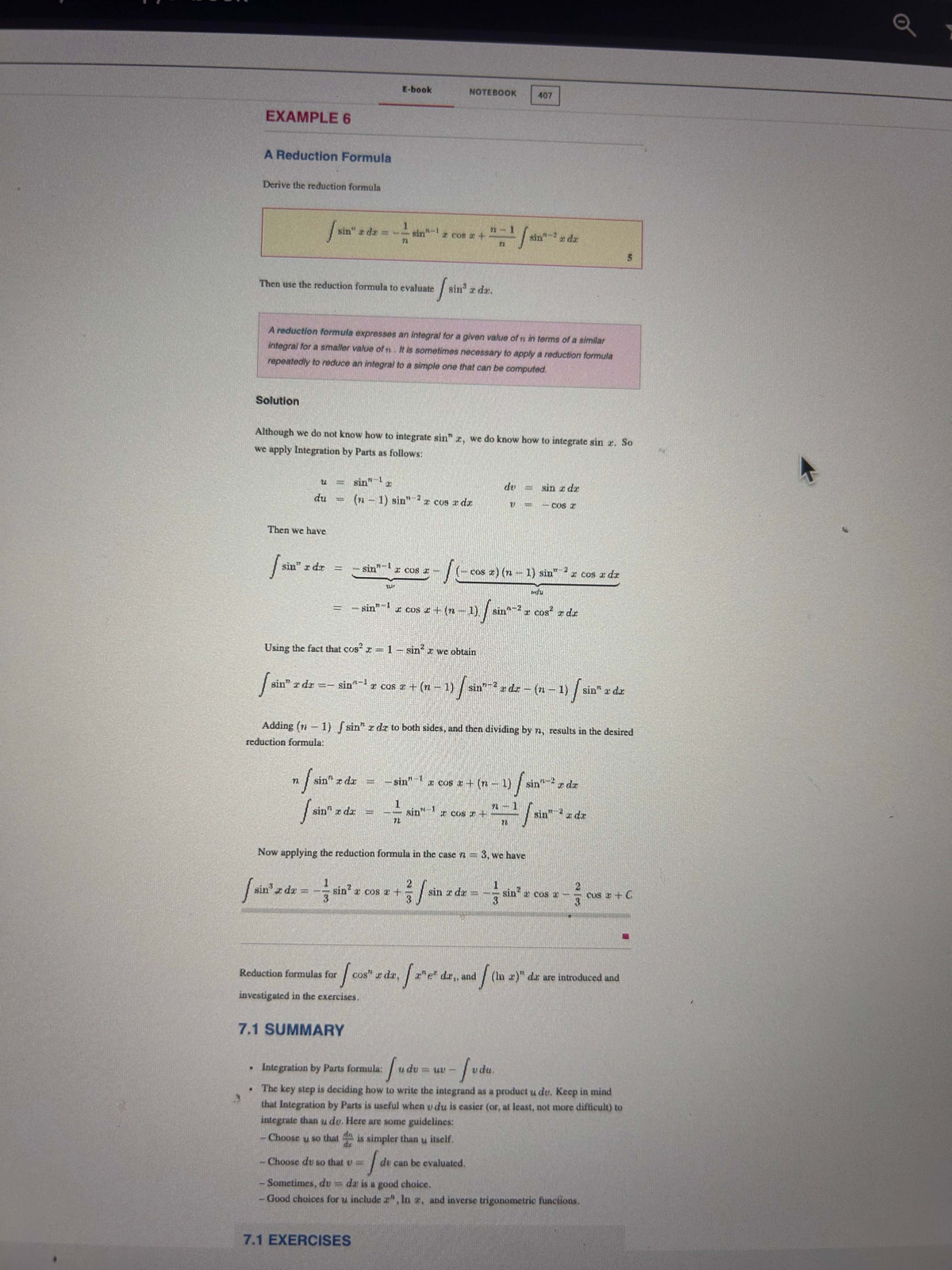 NOTEBOOK 407: Deriving and Applying Reduction Formulas - Studocu
