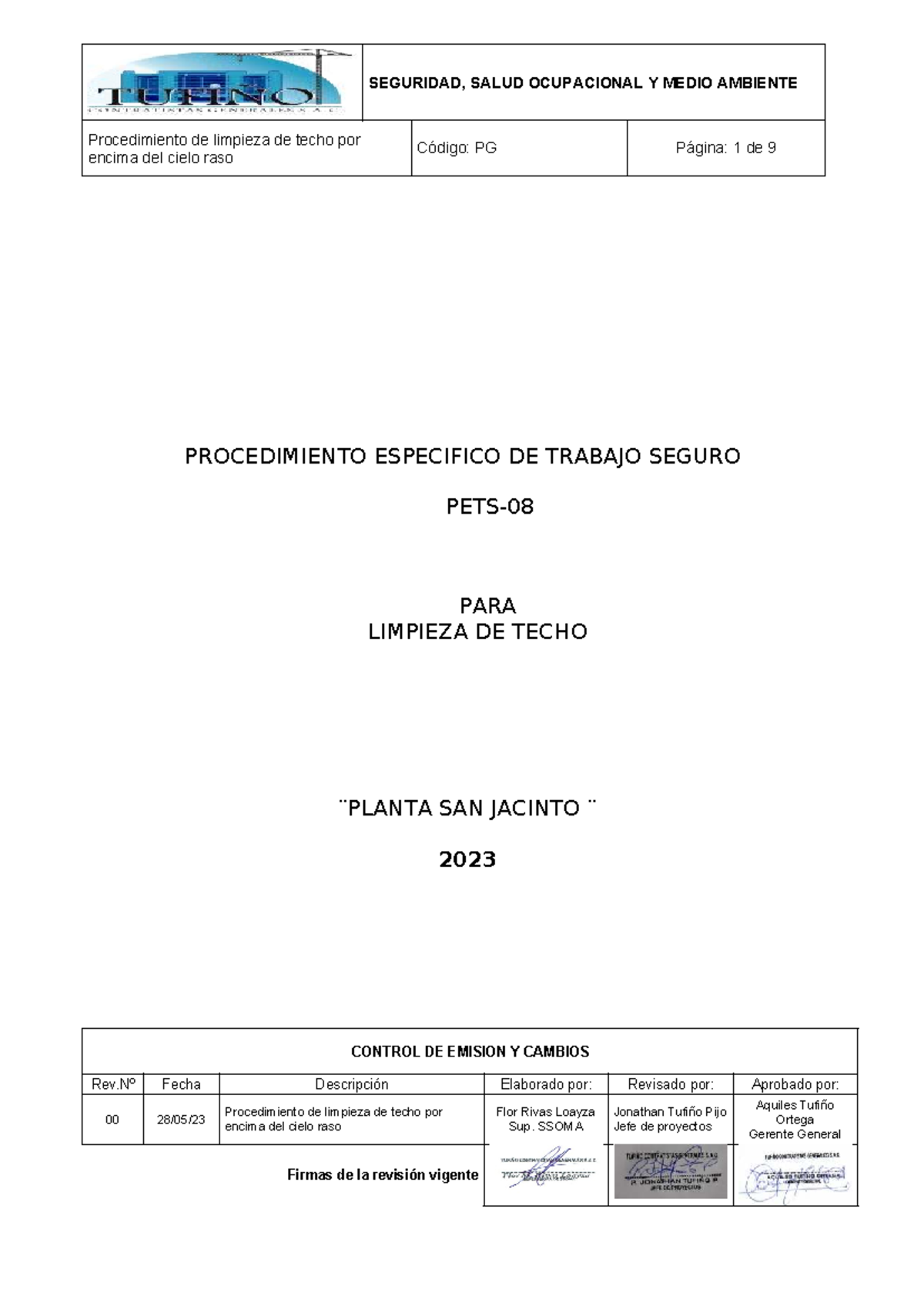 PETS 01 Procedimiento de limpieza de techos - Document Preview