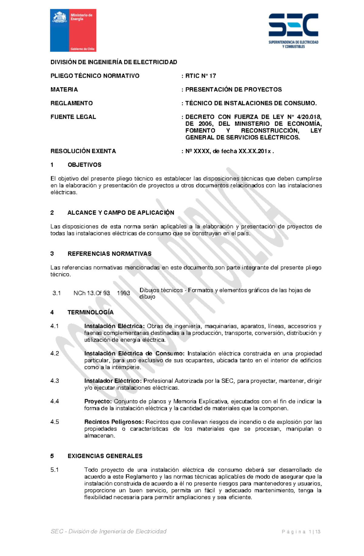Normas Técnicas de Instalaciones Eléctricas en Chile - RTIC N° 17 - Studocu
