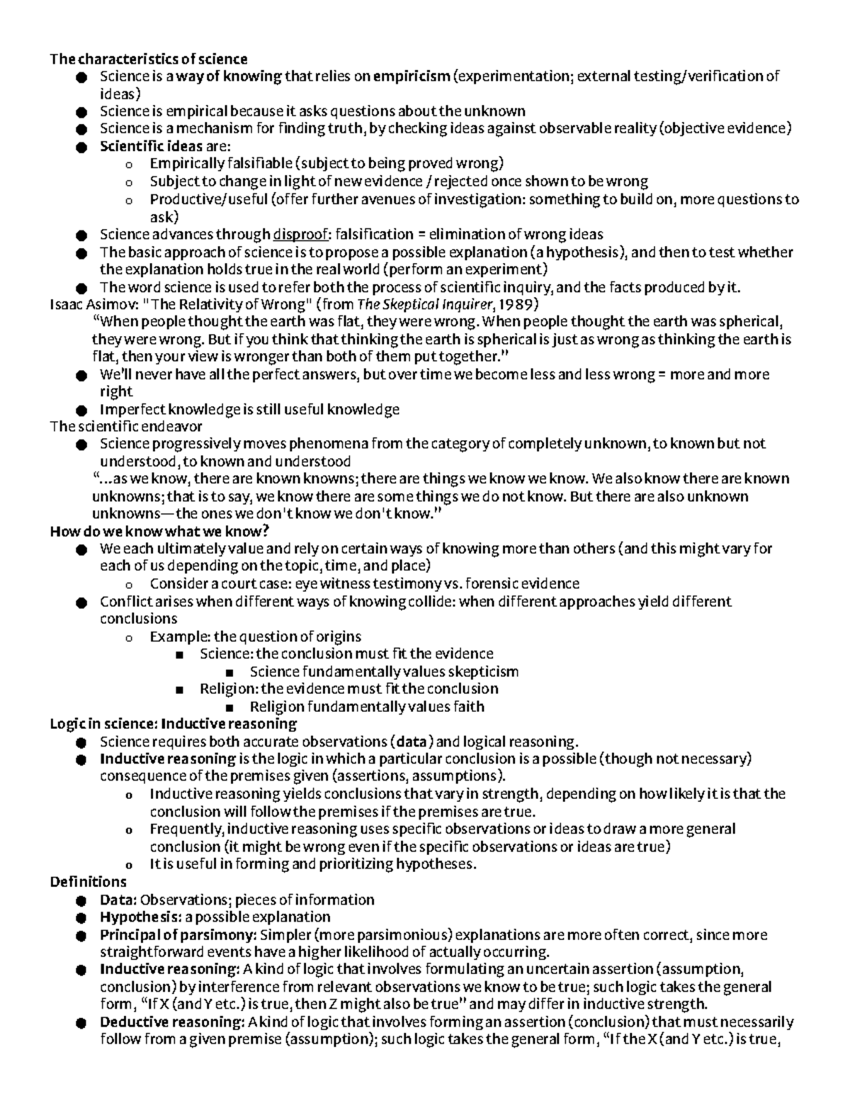 BIO 2 EXAM 1 - Comprehensive Notes on Scientific Principles and ...