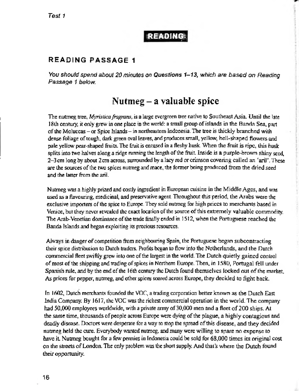 IELTS 15 Test 1 Reading Passage Analysis and Questions - Studocu