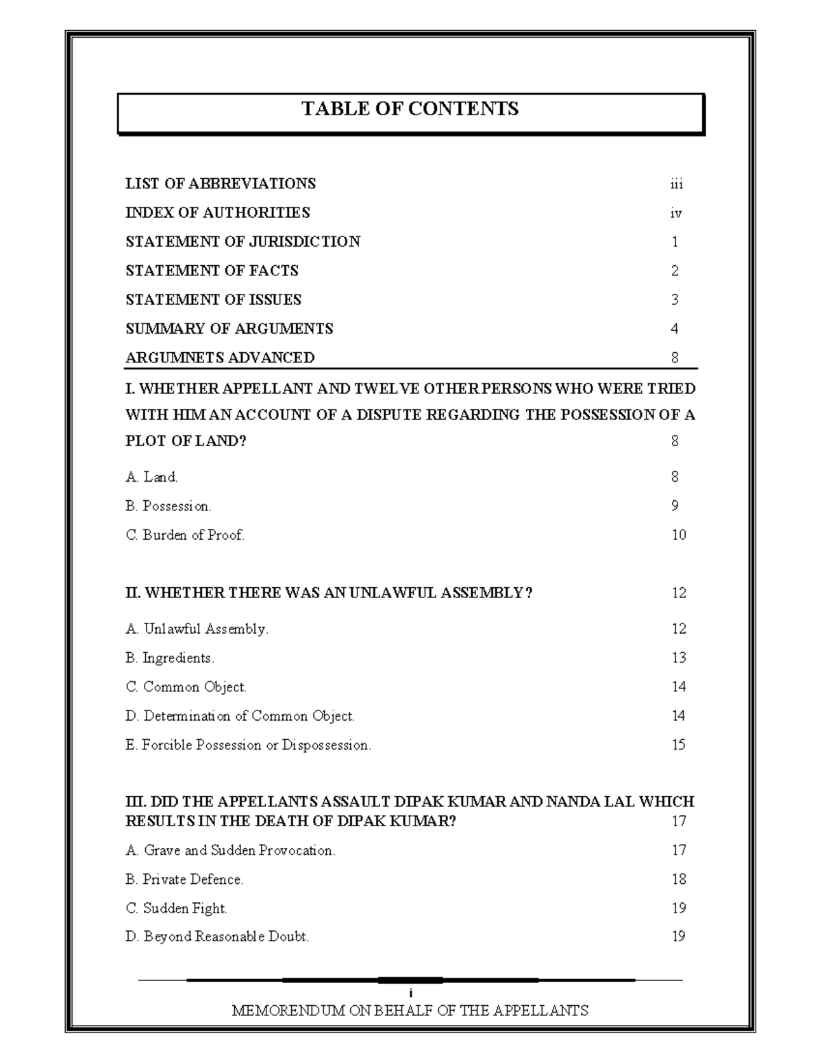 Petioner 2 - Good for practice - i TABLE OF CONTENTS LIST OF ...