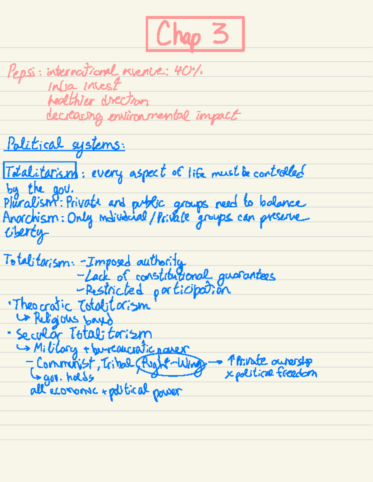 Chap 3 Study Notes: Pepsi's International Revenue & Political Systems ...