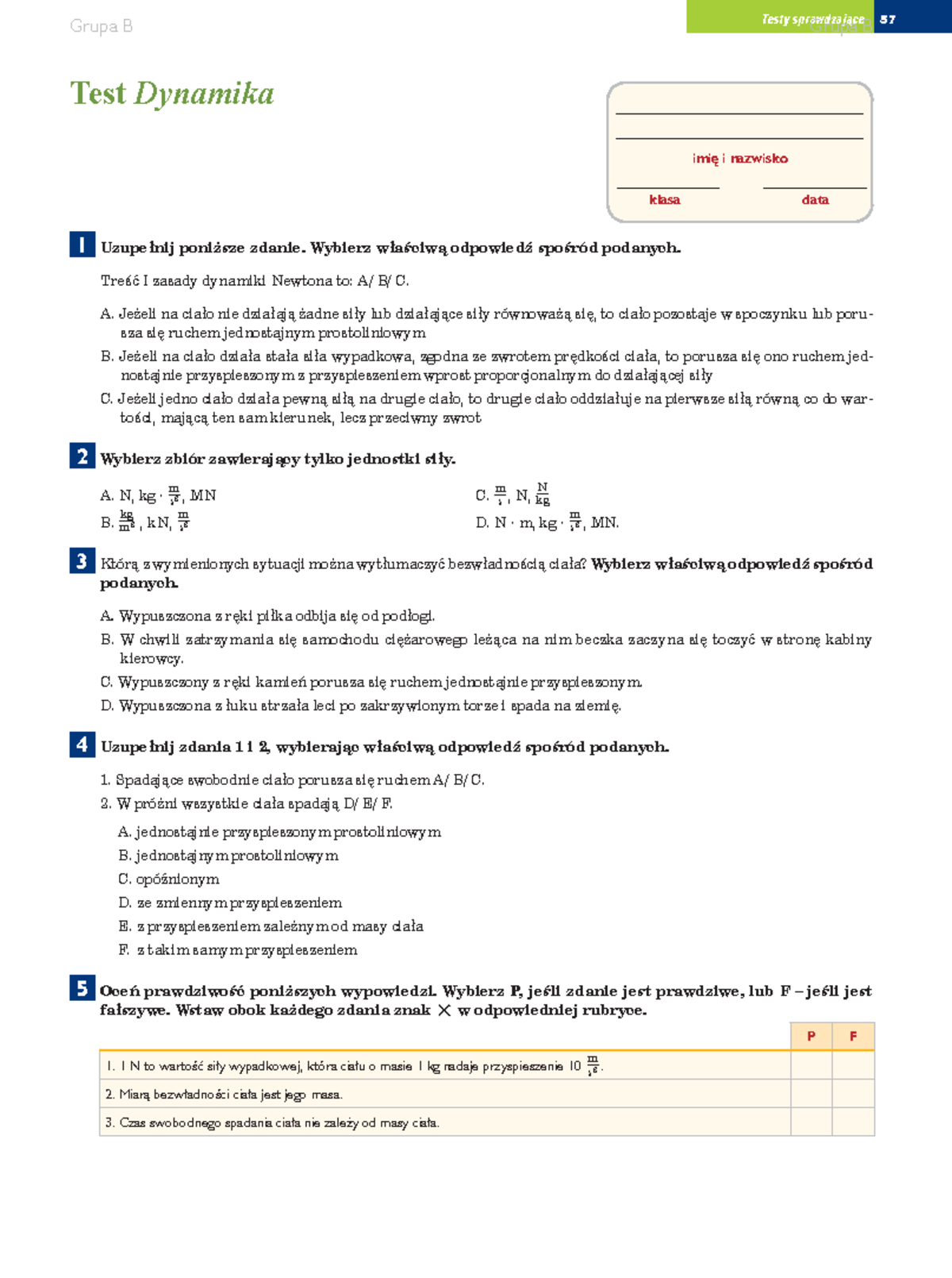 test-sprawdzaj-cy-z-dynamiki-grupa-b-klasy-7-studocu