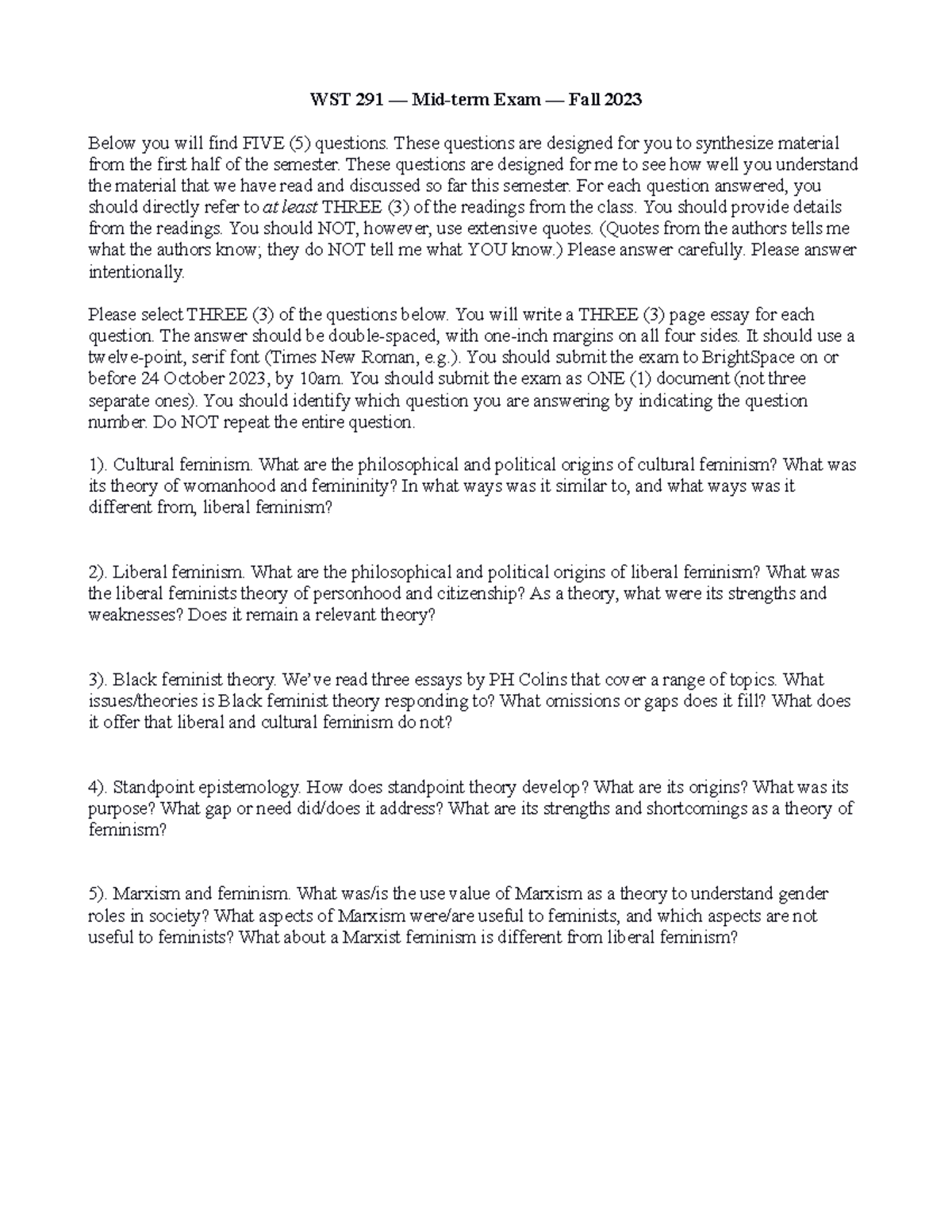 WST291 Midterm Exam Guide: Key Concepts & Essay Questions - Studocu