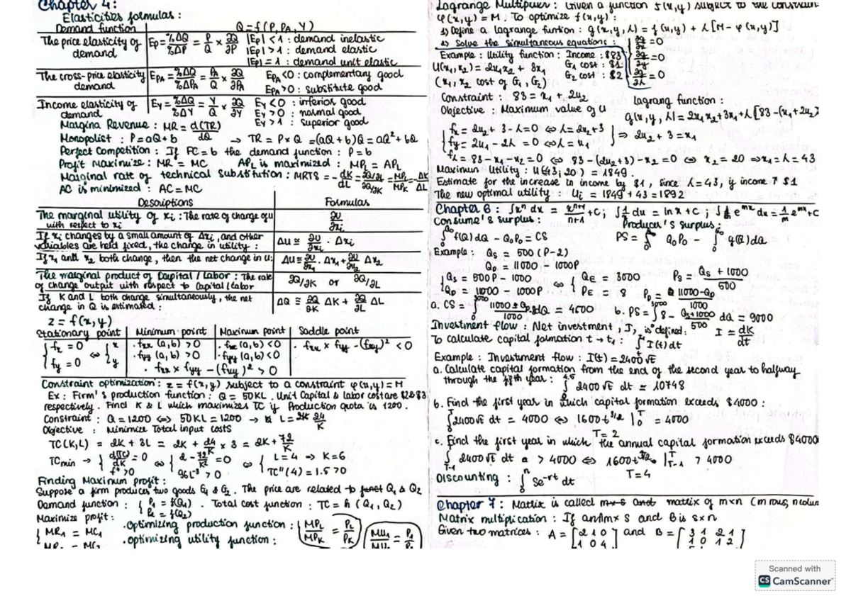 Chapter 4: Lagrange Multipliers & Elasticity Formulas in Economics ...