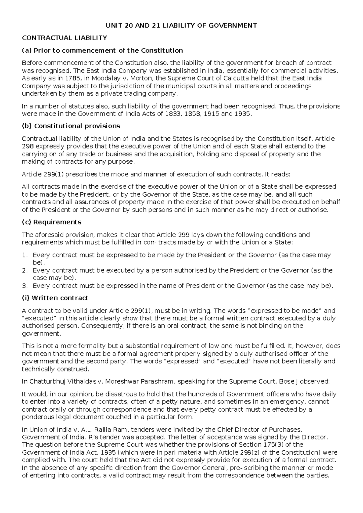 UNIT 20 AND 21 Liability OF Government - UNIT 20 AND 21 LIABILITY OF ...