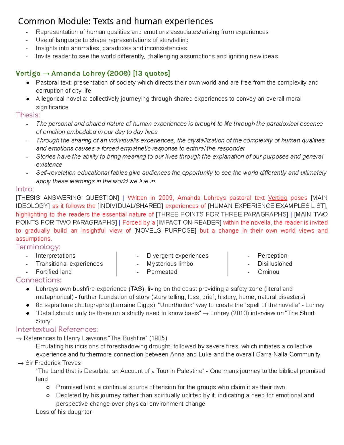 ENG101: Final Exam Notes on Human Experiences in Literature - Studocu
